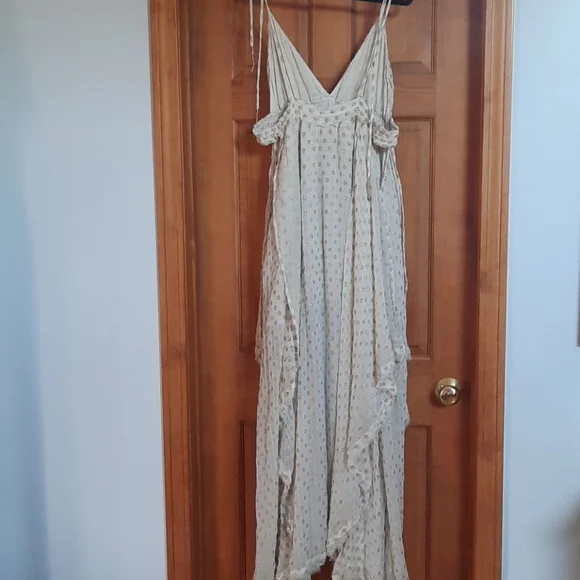 Free People. Meredith Cream and Tan Maxi Dress - Picture 8 of 9